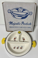 Antique Vintage Majestic Baby Boy or Girl Food Warming Dish Porcelain Nursery 8"