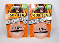 Gorilla Tough Clear Weatherproof Permanent Mounting Tape, 1" x 60" 2 pack
