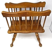 Vintage Magazine Rack Wood on Legs Record Newspaper Storage Holder