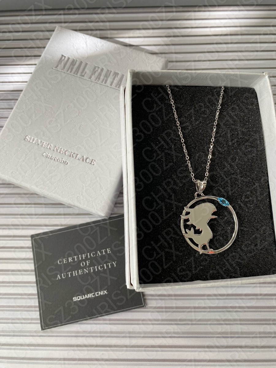 Final Fantasy Chocobo 925 Silver Pendant Necklace Charm Blue Topaz