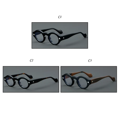 Acetate Round Retro Eyeglasses Men Women Clear Lens Fashion Glasses Frames New - Picture 5 of 19