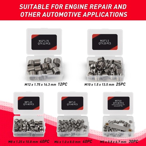 261PCS Thread Repair Tool Metric SAE 1/4" 5/16" 3/8" 7/16" 1/2" M5 M6 M8 M10 M12 - Picture 4 of 7