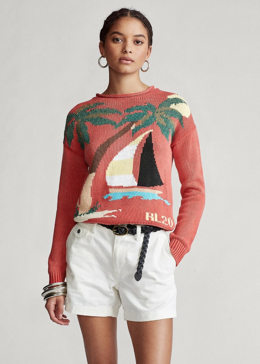 Lauren Ralph Lauren NEW cotton roll neck boat tropical nautical