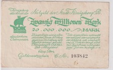 Banknote inflation Königsberg in East Pr. 3 Million Mark 13.9.1923 (141800)