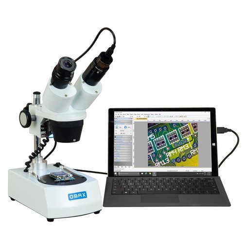 OMAX 10X-30X Binokular Stereomikroskop LED-Leuchten + 1,3 MP Kamera + Reinigungspaket - Bild 2 von 10