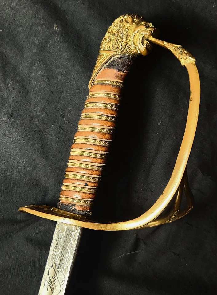 WWI US Cavalry Officer Sword M1873 Henderson Ames Presentation Grade Saber Named - Image 3 of 4