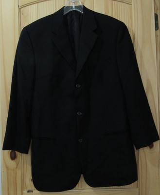Jhane Barnes Blazer Mens 44 Black Textured Three Button Wool Sport Coat Jacket