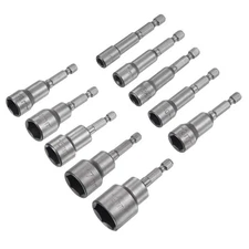 1/4" Quick-Change Hex Shank 6-19mm Magnetic Nut Driver Bit Set of 10 Piece, CR-V