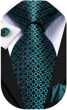 Mens Paisley Floral Silk Tie for Men Striped Necktie and Pocket Square Cufflinks