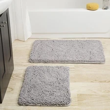 Lavish Home Bathroom Rugs Bath Rugs Memory Foam Bathroom Set Gray