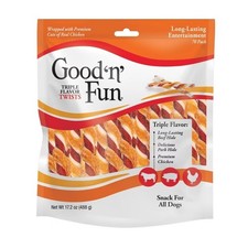 Rawhide Twist Dog Treat with Pork, Chicken  Beef Flavor - 17.2oz
