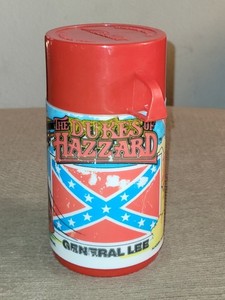 1980 THE DUKES OF HAZZARD THERMOS COMPLETE GENERAL LEE FLAG ALADDIN INDUSTRIES