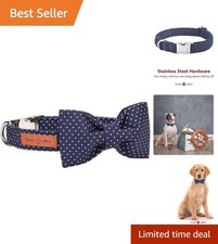 Chic Bowtie Collar for Male Dogs - Comfortable Cotton, 10-16 Inch Neck Size