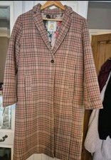 Joules Women's Longline Coat Pink Beige Mix Size 12 Excellent Condition Unworn