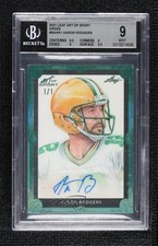 2021 Leaf Art of Sport Emerald Holofoil 1/1 Aaron Rodgers BGS 9 MINT Auto 04uh
