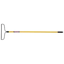 Westward 3Yu78 16 In Steel Bow Rake, 15 Tines, 60 In L Fiberglass Handle