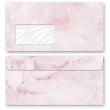50 enveloppes à motifs au format DIN LONG - MARBRE MAGENTA (avec fenêtre) Envelo