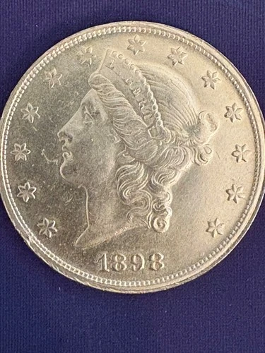 🌟 1898-S $20 Gold Liberty Head Double Eagle Coin UNC Uncirculated