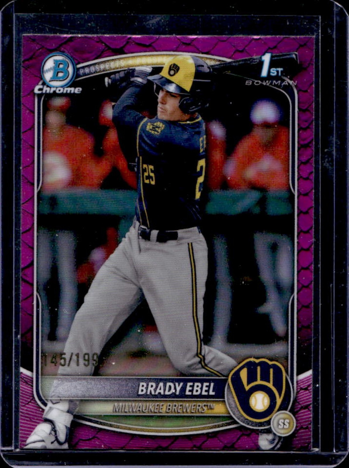 2025 Bowman Draft Brady Ebel Chrome Fuchsia Reptilian Refractor 1st #/199