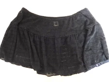 Womens Large 12 14 Black Swim Skirt Swimsuit Cover See Thru Crochet