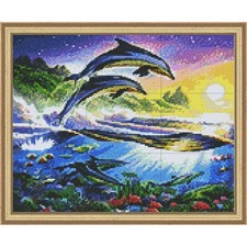 PixelHobby Atlantic Dolphins Kit Frame Mosaic Art Kit