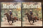 2 Vintage Marlboro Man Cowboy Metal Tin Cigarette Tobacco Horse Western Sign
