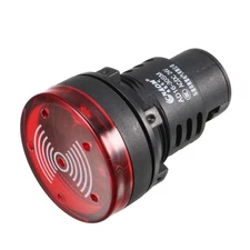 Red Indicator Light with Buzzer AC/DC 24V 28mm Panel Mount Flashing Alarm