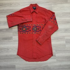 VTG Wrangler Western Shirt Aztec Stripe 15 1/2 - 34 Cowboy 90s Rodeo Brushpopper