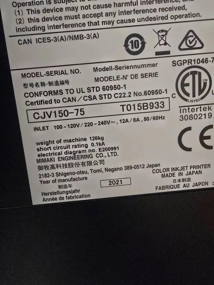 Mimaki CJV150-75, 32" Large Format Printer/Cutter - Image 2 of 4