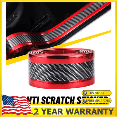 Car Red Door Protector Sill Scuff Carbon Fiber Cover Sticker Antiscratch Strip