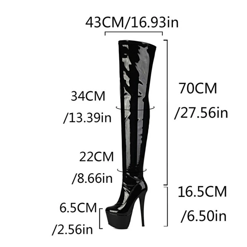 Nuevas Botas de Invierno 17 cm Tacones Altos Sexy Club Nocturno Para Mujer Botas Hasta la Rodilla Foto 2 de 4