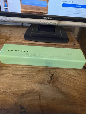 VINTAGE BEX GRÜN BAKELIT STRICKNADEL ETUI/BOX MESSGERÄT & LINEAL