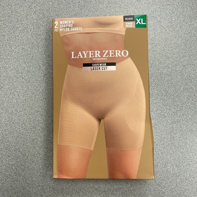 Layer Zero Women's XL Shaping Nylon Shorts 2 Pack Black & Dark Beige N0483