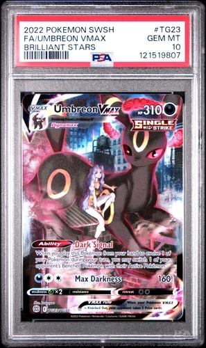 2022 POKEMON SWORD & SHIELD BRILLIANT STARS #TG23 FULL ART/UMBREON VMAX PSA 10