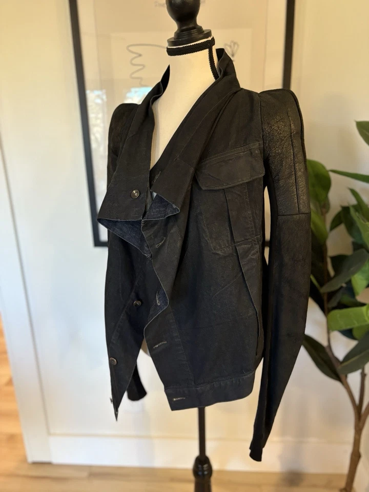 Rick Owens DrkShdw мотоциклиста куртка женщин M джинсовой ткани скульптурный каприз - Изображение 3 из 4