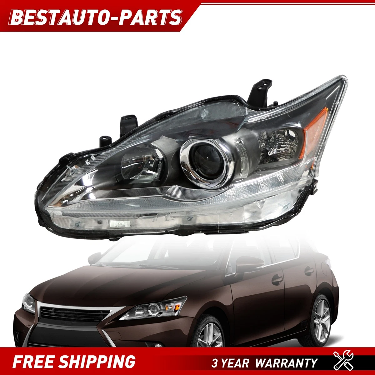 #1827 LEXUS CT ヘッドライト レクサスCT 200h ドレスアップヘッドライト 純正加工 LEDロービーム