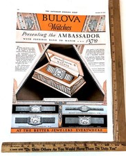 Vintage 1929 Bulova Watches Advertising Sign Original Ad