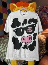 Vintage 90s Screen Stars Best TCBY Cow Moo Malt Double Sided T Shirt XL