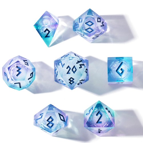 Liquid Core Dice Set with First Ever LED Display Case - 7-PC Hand-Painted Sha... - Picture 2 of 9