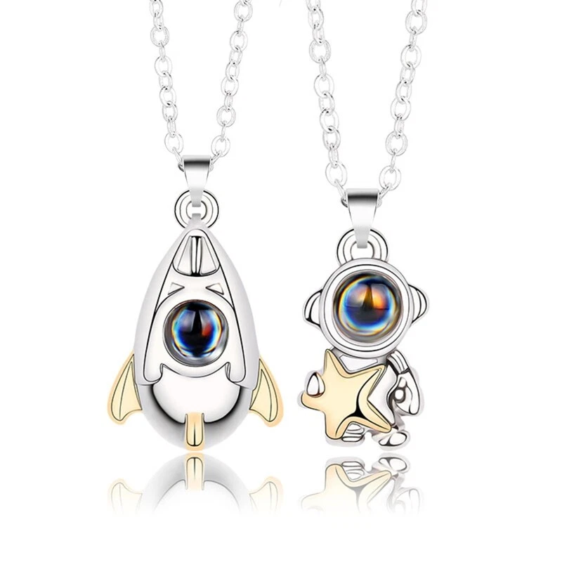 Couple Necklace One Pair Projection Stone Couples Pendant Necklace