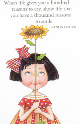 1000 REASONS TO SMILE Sunflower-Handcrafted Magnet-w/Mary Engelbreit art  