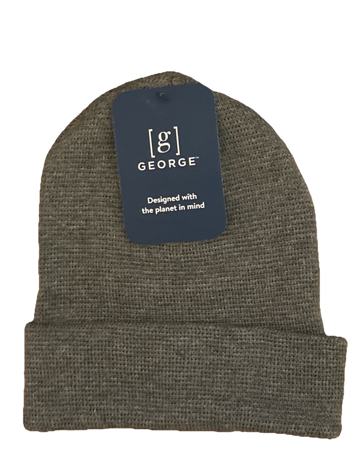 George Men's Charcoal Heather Knit Beanie with Cuff - New with Tags