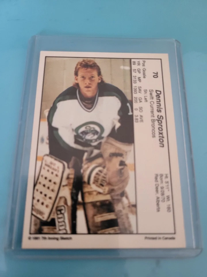 1990-91 7th Inning Sketch WHL # 70 DENNIS SPROXTON SWIFT CURRENT BRONCOS - Image 2 of 2