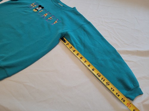 Vintage Mickey Mouse Disney Sweatshirt Youth/Kids Large (14/16) Teal USA Made - Picture 4 of 12