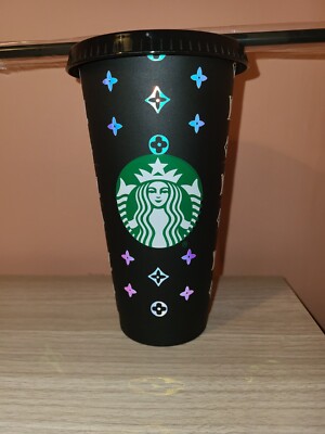 Personalisierte schwarze Starbucks Tasse mit Strohhalm