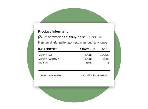 Vitamin D3 & K2 MK-7-100ug jeweils mit MCT 60 Stück (1er Pack) - Bild 2 von 6