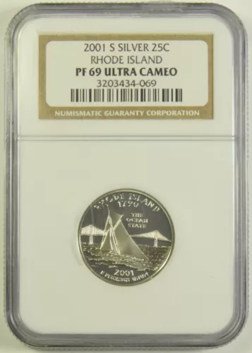 2001-S Rhode Island Silver State Quarter NGC PF-69 Ultra Cameo #34-069