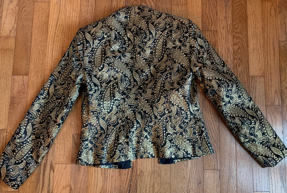Chaqueta Ribkoff Vintage Años 80 Metálica Dorada Negra Talla 4 Foto 4 de 4