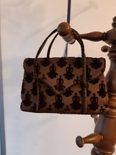 BORSA IN tessuto fantasia velluto anni '60 foderata, marrone, vintage