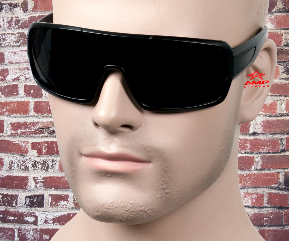 Gafas de sol grandes envolventes con escudo súper oscuras estilo OG LOC gángster negras/mate XFSD Foto 2 de 4